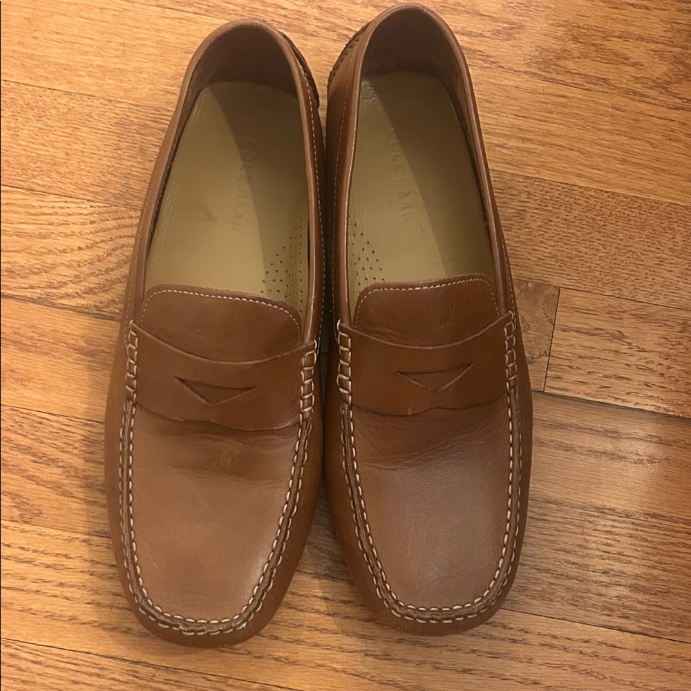 Cole Haan Tan Leather Slip-On Loafers